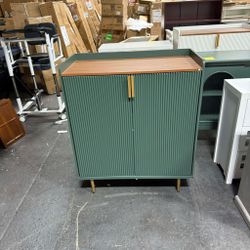 ARTPOWER Coffee Bar Cabinet with Wine Racks, Green Liquor Cabinet with Fluted Texture, Modern Sideboard Buffet Cabinet for Kitchen Dining Room, Living