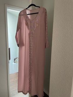 Pink Embroidered Maxi Dress Abaya size M/L