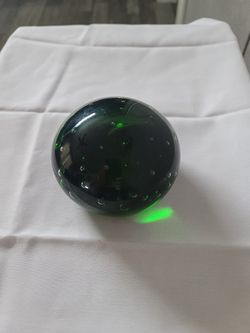 Green Glass Paperweight 