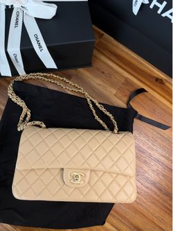 Chanel Classic flap bag beige medium lambskin leather