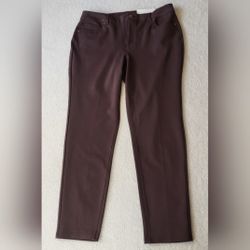 Cato Mid-Rise Skinny Brown Pants With Stretch Women Size 16 NWT