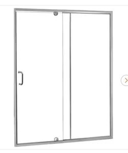 Puerta de ducha pivotante Foremost Cove 42-48x69 con panel fijo (níquel cepillado).
