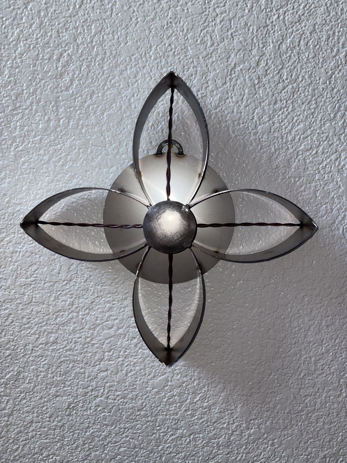 Handcrafted Stainless Steel Floral Cross Metal Art