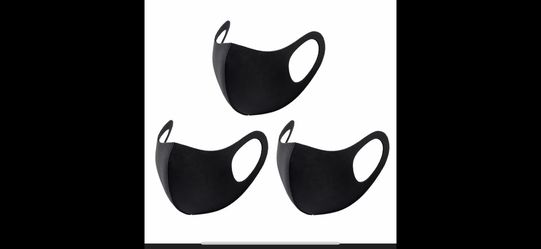3 piece pack face mask reusable washable unisex spandex black mask mouth cover