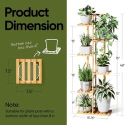 Plant Stand Indoor, 6 Tier 7 Potted Bamboo Plant Stands for Indoor Plants,