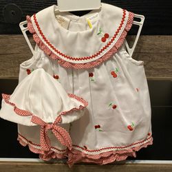 6/9-baby Girl Outfit With Matching Hat...new!!!