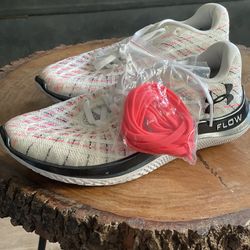 Under Armour Women's White and Neon Pink Flow Running Shoes