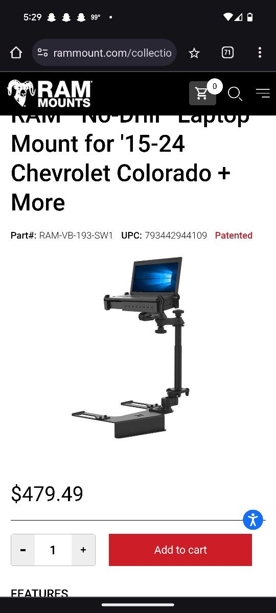 Laptop Tray For 2014-2019 Chevy Trucks