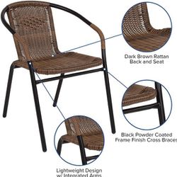 Set Of 4 Medium Brown Rattan Indoor-Outdoor

Chairs