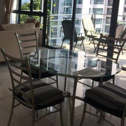 Glass Top Tables (2) And Chairs (3)