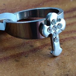 Women's Stainless Steel Cross Ring Size 6.5 With Box