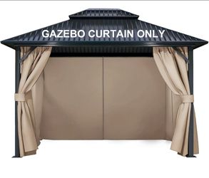 4-Panel 12' x 14' Gazebo Replacement Curtains, Patio Privacy Sidewalls with Double Zipper, Replacement for Outdoor Gazebo Canopy (Curtain Only)