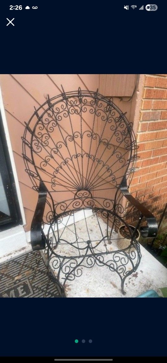 Vintage Wrought Iron Peacock Chair
