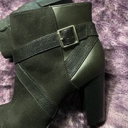 Women’s Black Suede Ankle Boots, Size 11