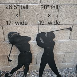 Set Of 2 Metal Outdoor Golf Wall Decorations