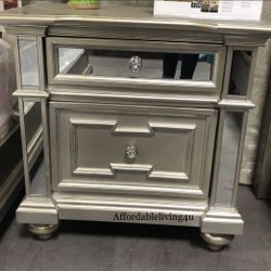 Silver Mirrored Nightstand Brand New In Box 