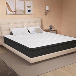 14”Full size Memory Foam and Innerspring Hybrid Mattress in a Box with Individual Pocket Spring for Motion Isolation & Silent Sleep, CertiPUR-US