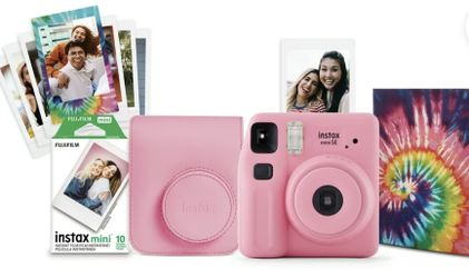 Fujifilm instax Mini SE Instant Camera with Case, Album, 10 Pack of Film, and Frame Stickers, Pink (Value bundle)