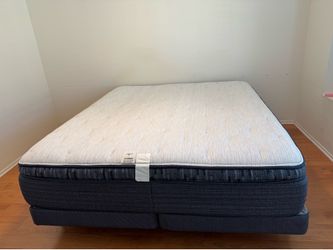 Cali King Beautyrest Mattress Firm Avery Luxury Firm Pillow Top Mattress, Box Spring and Bed Frame