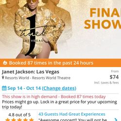 2 Janet Jackson Tickets  9/14( At Resort Worlds)
