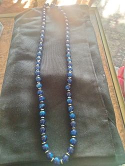 Vintage Blue Pearl Beaded Necklace w/Gold $40. o.b.o.