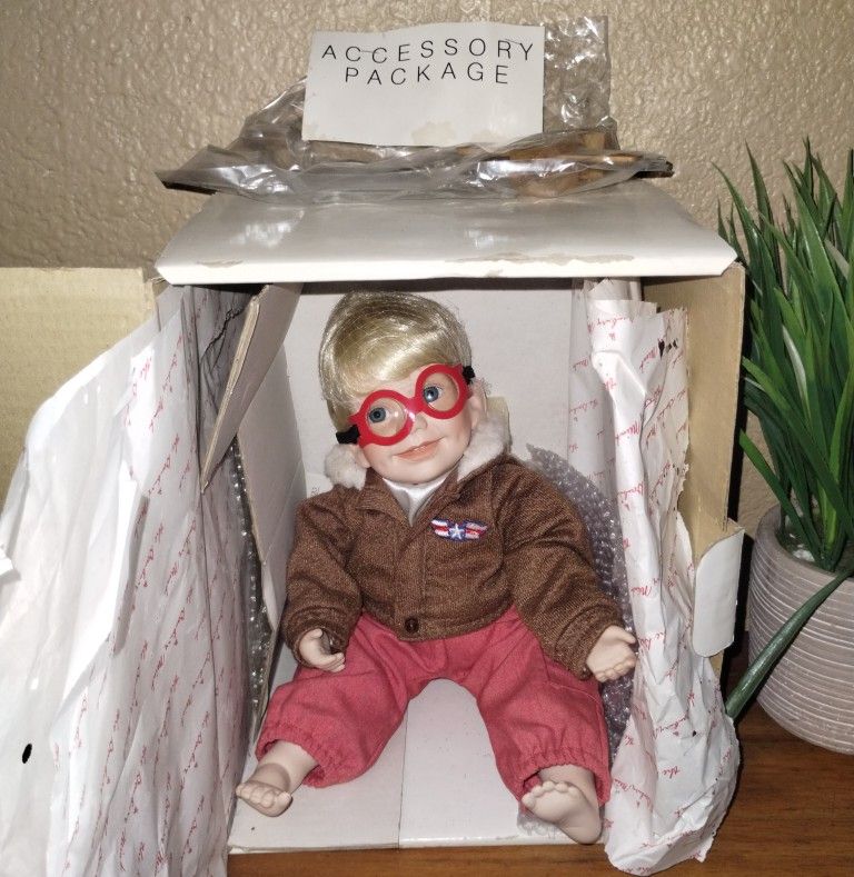 DANBURY MINT "TOMMY" 1991 AVIATOR PILOT PORCELAIN DOLL BY ELKE HUTCHENS--NIB--W/ORIGINAL PAPERWORK