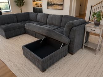 🇲🇽🚚👋🏻 FREE DELIV! Thomasville Costco Charcoal Sectional + Storage Ottoman