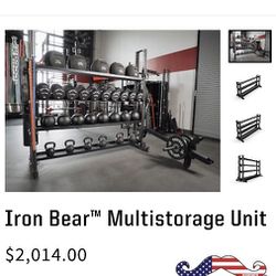 Sorinax iron bear dumbbell rack and storage unit.
