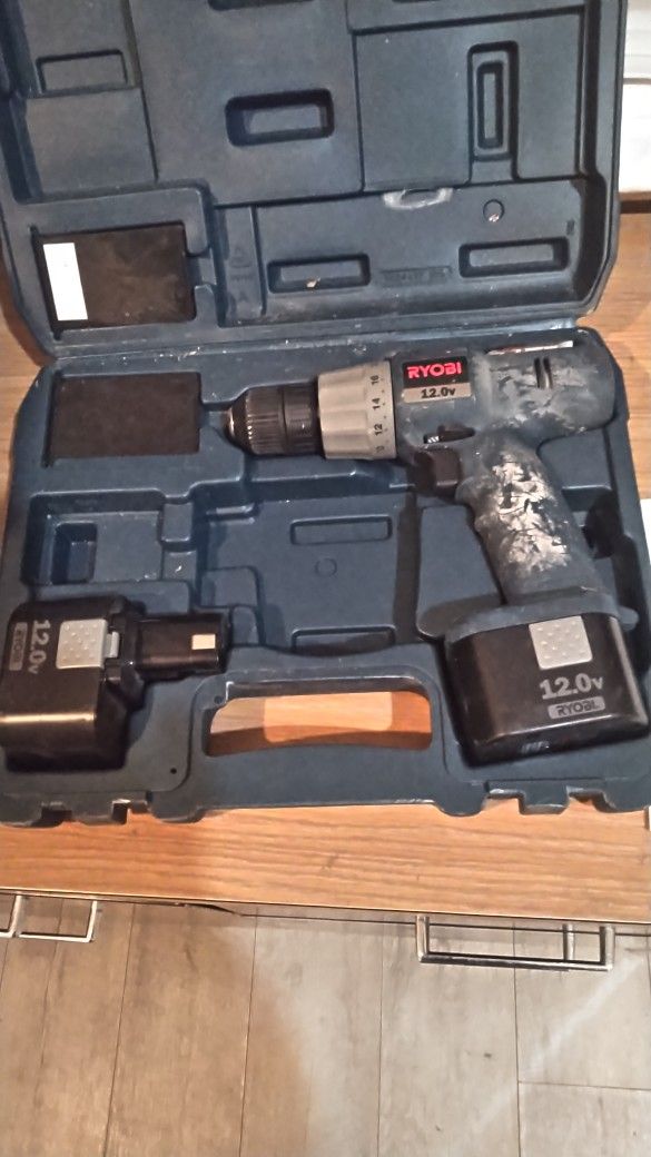 Ryobi Cordless Drill With 2 Batteries And Case No Charger