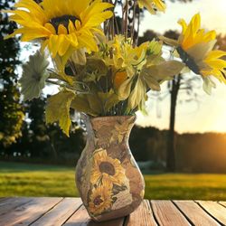 Upcycled Handcrafted Sunflower Vase