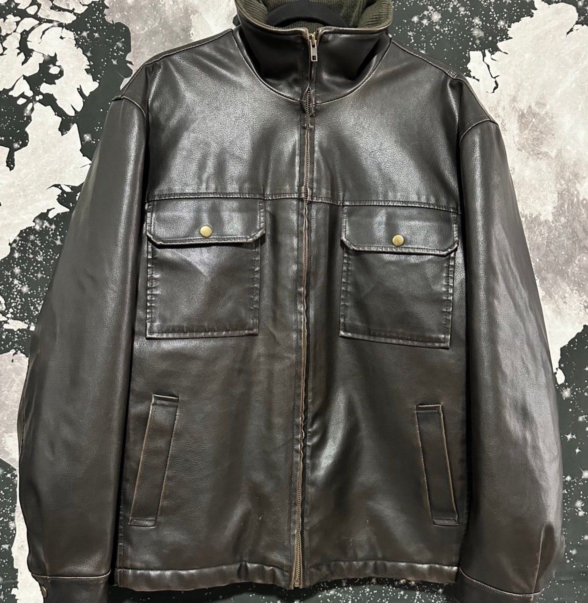 Accents Faux Leather Sherpa Jacket 