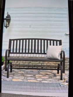 Steel Garden Bench Patio swimming color: black
