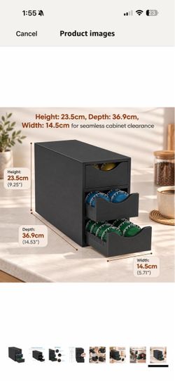 Black 3-Drawer Coffee Pod Storage Organizer