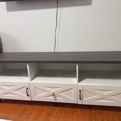TV Stand White & Gray