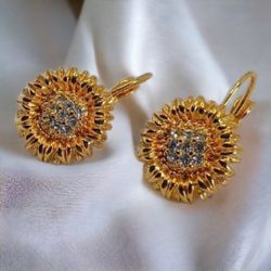 Vintage signed Mod sunflower earrings