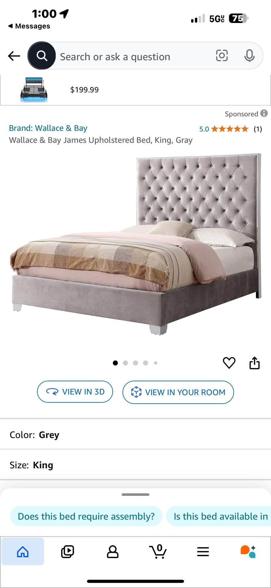King bed headboard and frame