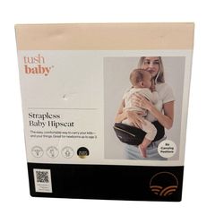 Tushbaby Original Hip Seat Baby Carrier for Babies & Toddlers up to 45 Ibs, Safety Certified, Lightweight No-Foam Design with Storage, Black & Gold (N