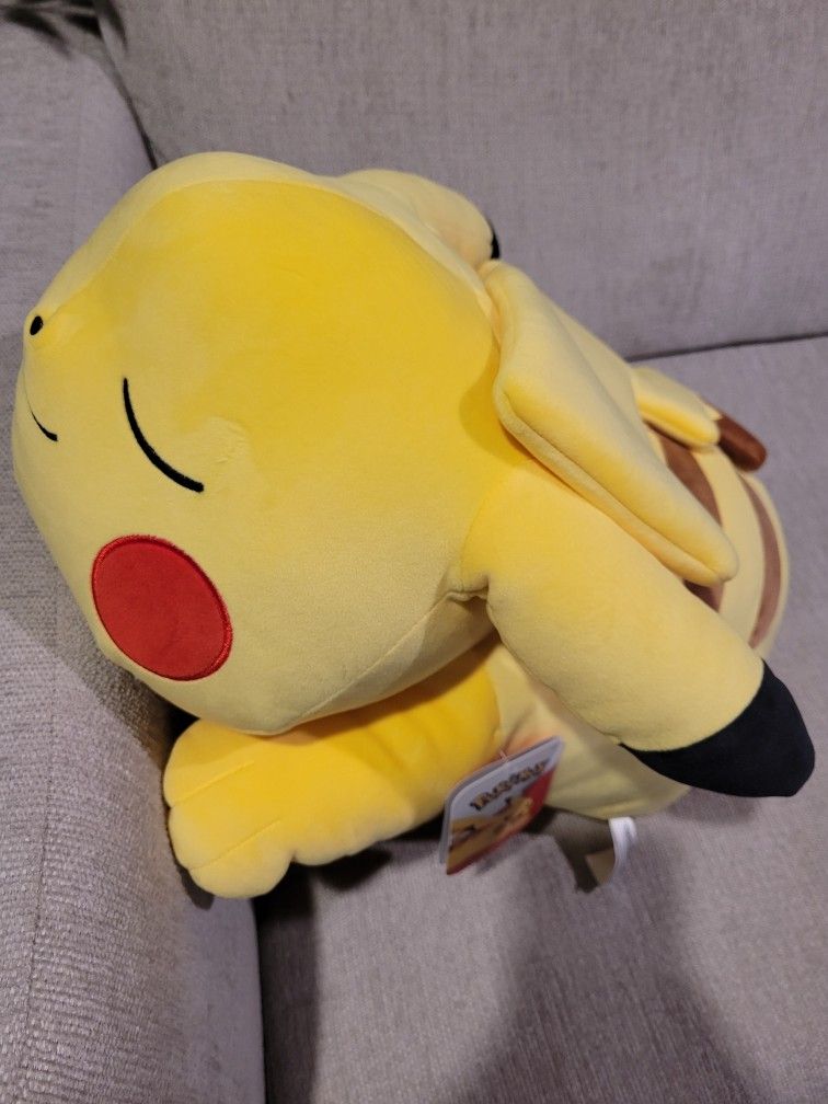 Brand New With Tags 18" Pikachu Pokémon Sleeping Plush Stuffed Animal