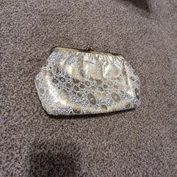 Gold Floral Brocade Clutch – Kiss Lock Evening Bag