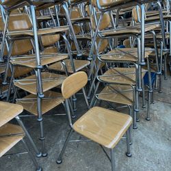 Wood And Chrome Stackable Chairs