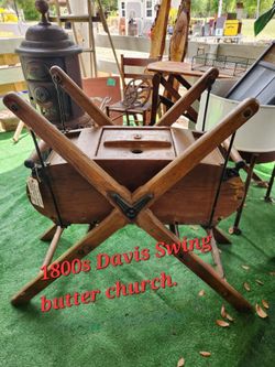 1800s Davis original wood butter churn