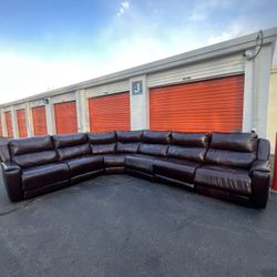 Large Dark Brown Leather Sectional
