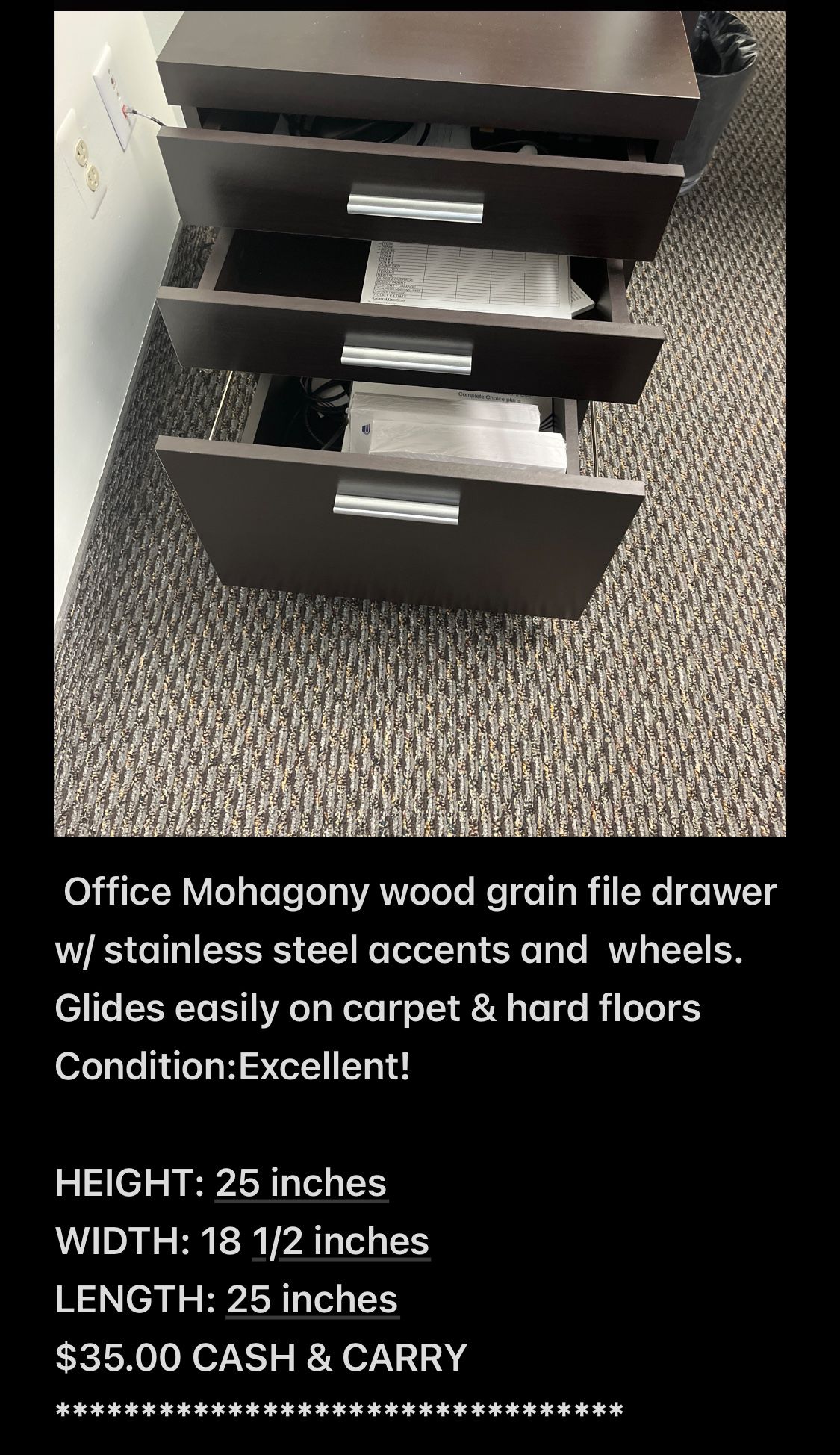mahogany Woodgrain File Drawer