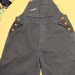 Vintage Denim Short Overalls Size M Dark Blue