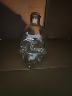Glass SKULL Decanter w/Cork Top for Use or Display Decor New