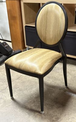 Stylish, Black Metal Framed Stacking Chairsw Golden Padded Seat - numerous available
