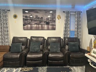 Dark Brown Loveseat Sofa Couch Recliner Living Room Set
