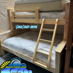 Twin Full Natural Bunk Bed With Mattresses Colchones Incluidos 