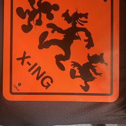 Neon Orange 12" (inch) Mickey Goofy & Donald Duck Disney x-ing Sign 