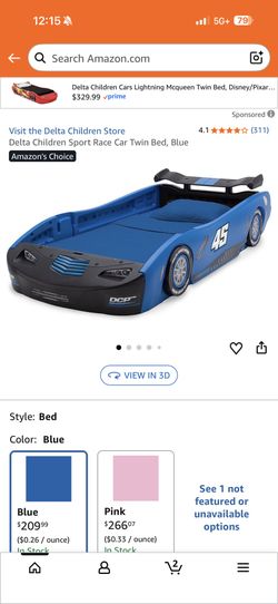 Kids Blue Car Bed